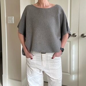 Vince Grey Wool and Cashmere Poncho Knit Sweater